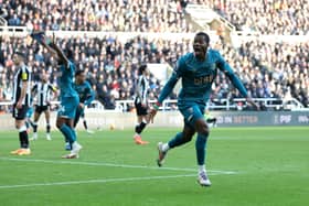 Dango Ouattara of AFC Bournemouth celebrates scoring a goal which was later ruled out during the Premier League match between Newcastle United FC and AFC Bournemouth at St James' Park. (Photo by George Wood/Getty Images)