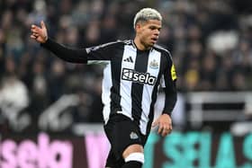 William Osula of Newcastle United in action during the Premier League match between Newcastle United FC and Wolverhampton Wanderers FC at St James' Park on January 15, 2025 in Newcastle upon Tyne, England. (Photo by Stu Forster/Getty Images)