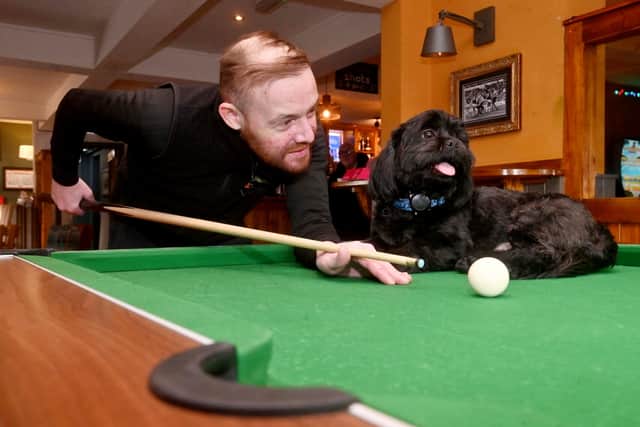 Manager Dan Morris, with Shih Tzu, Rex, who is a firm favourite with locals at The Leaping Wolf in Wolverhampton.