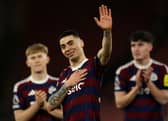 Miguel Almiron of Newcastle United acknowledges the fans after the team's victory in the Premier League match between Southampton FC and Newcastle United FC at St Mary's Stadium on January 25, 2025 in Southampton, England. (Photo by Eddie Keogh/Getty Images)