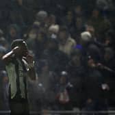 Newcastle United's English midfielder #28 Joe Willock celebrates scoring the team's third goal during the English FA Cup fourth round football match between Birmingham City and Newcastle United at St. Andrew's @ Knighthead Park in Birmingham, central England on February 8, 2025. (Photo by Darren Staples / AFP) 