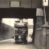 A fantastic view of a tram on Scotswood Road in a photo which was taken in 1900.