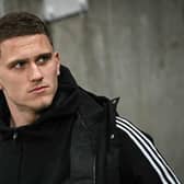 Newcastle United's Dutch defender #04 Sven Botman arrives for the English League Cup semi-final second leg football match between Newcastle United and Arsenal at St James' Park, in Newcastle-upon-Tyne, north east England, on February 5, 2025. (Photo by Paul ELLIS / AFP) 