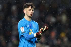 James Trafford of Burnley looks on during the Sky Bet Championship match between Burnley FC and Leeds United FC at Turf Moor on January 27, 2025 in Burnley, England. (Photo by Matt McNulty/Getty Images)