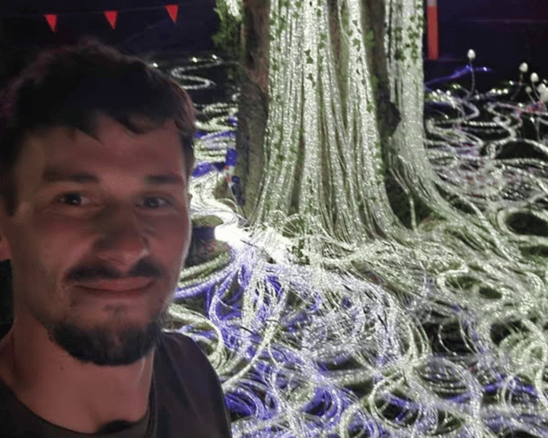 South Shields artist Stevie Thompson with his Mycelium Network in Australia.