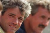 Kevin Keegan and his assistant Terry McDermott watch the team in action during a pre-season friendly at Hartlepool. Photo: Allsport UK/ALLSPORT