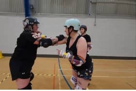A roller derby training session in Preston