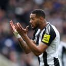 Joelinton of Newcastle United reacts during the Emirates FA Cup Fifth Round match between Newcastle United and Brighton & Hove Albion at St James' Park on March 02, 2025 in Newcastle upon Tyne, England. (Photo by George Wood/Getty Images)