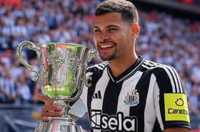 A mock-up of Bruno Guimaraes proudly lifting the Carabao Cup for Newcastle United. Could we see the real deal later today?