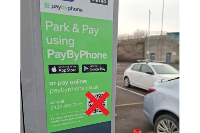 The fake QR code found on one of the parking ticket machines.