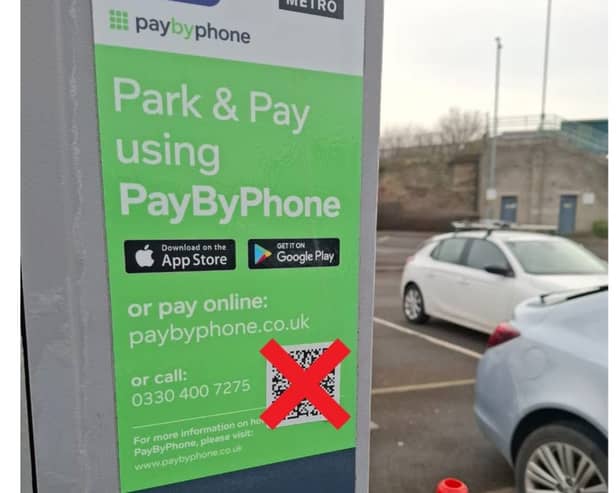 The fake QR code found on one of the parking ticket machines.