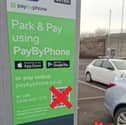 The fake QR code found on one of the parking ticket machines.