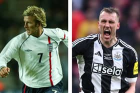 David Beckham (left) and Newcastle United defender Dan Burn