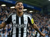 How AI sees Bruno Guimaraes celebrating after scoring in Newcastle United's 'win' at Leicester City's King Power Stadium.
