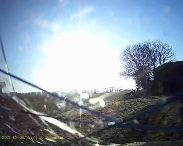 Charlie Taylor, driving after the crash. A reckless drink driver was caught on his own dash cam crashing his car into a tree after a night of booze - and plotting to falsely report it stolen. 