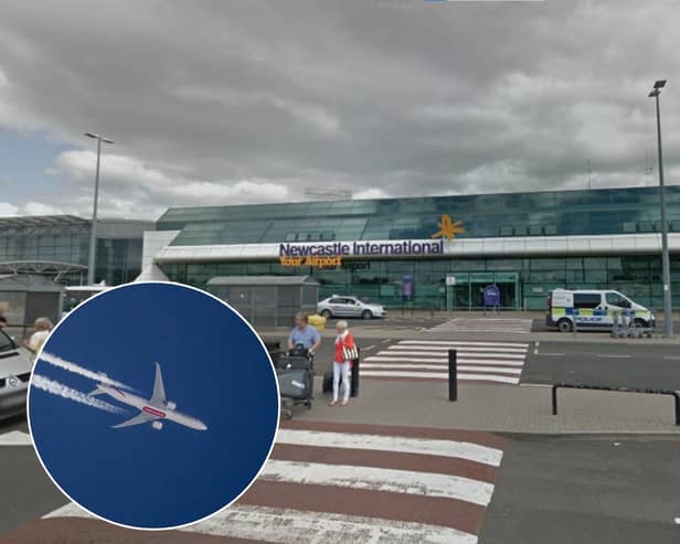 A drunk business class passenger who enjoyed airport hospitality "too much" before a long-haul flight from Newcastle