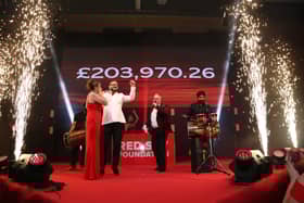 Red Sky Foundation founder Sergio Petrucci celebrates raising over £200,000.
