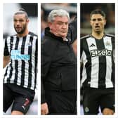 Andy Carroll (left), Steve Bruce (centre) and Fabian Schar