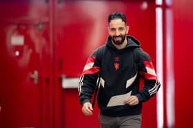 Manchester United Head Coach / Manager Ruben Amorim arrives prior to the Premier League match between Manchester United FC and Manchester City FC at Old Trafford on April 5, 2025 in Manchester, United Kingdom. (Photo by Ash Donelon/Manchester United via Getty Images)