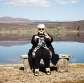 Patricia Moule,  Omaze Winner outside her new £4m home in Scotland.
