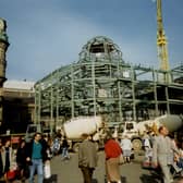 A view of the Monument Mall in Blackett Street in the early 1990s.
 The photograph shows the Mall under construction. 