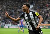Jacob Murphy of Newcastle United celebrates scoring his team's first goal during the Premier League match between Newcastle United FC and Crystal Palace FC at St James' Park on April 16, 2025 in Newcastle upon Tyne, England. (Photo by Stu Forster/Getty Images)