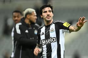 Sandro Tonali of Newcastle United waves to fans after the Premier League match between Newcastle United FC and Crystal Palace FC at St James' Park on April 16, 2025 in Newcastle upon Tyne, England. (Photo by Stu Forster/Getty Images)