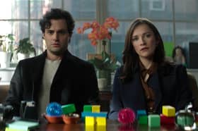(L to R) Penn Badgley and Charlotte Ritchie in You season five.
