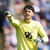 James Trafford of Burnley gestures during the Sky Bet Championship match between Burnley FC and Blackburn Rovers FC at Turf Moor on August 31, 2024 in Burnley, England. (Photo by Ben Roberts Photo/Getty Images)