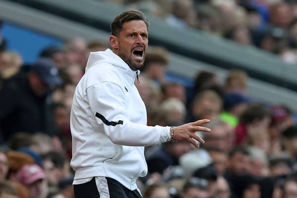 Newcastle United's assistant coach Jason Tindall gestures on the touchline during the English Premier League football match between Aston Villa and Newcastle United at Villa Park in Birmingham, central England on April 19, 2025. (Photo by Darren Staples / AFP) /
