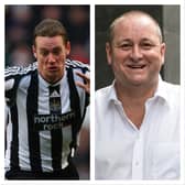 Kevin Nolan (left) and former Newcastle United owner Mike Ashley