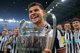 An AI-generated image of Bruno Guimaraes lifting the Champions League
