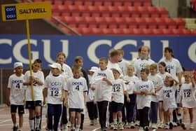 Here's the Saltwell team entering the stadium for the CGU Junior Games.
Credit: Allsport UK /Allsport