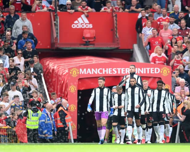 Freddie Woodman of Newcastle United leads his side out prior to the Premier League match between Manchester United and Newcastle United at Old Trafford on September 11, 2021 in Manchester, England. (Photo by Laurence Griffiths/Getty Images)