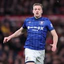 Liam Delap of Ipswich Town during the Premier League match between Manchester United FC and Ipswich Town FC at Old Trafford on February 26, 2025 in Manchester, England. (Photo by Alex Livesey/Getty Images)