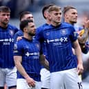 Conor Chaplin and Liam Delap of Ipswich Town interact following the Premier League match between Newcastle United FC and Ipswich Town FC at St James' Park on April 26, 2025 in Newcastle upon Tyne, England. (Photo by Alex Livesey/Getty Images)