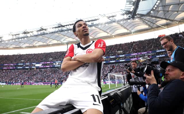 Hugo Ekitike of Eintracht Frankfurt celebrates