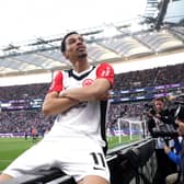 Hugo Ekitike of Eintracht Frankfurt celebrates 