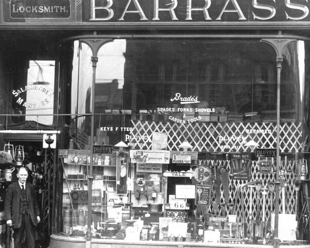 Barrass' locksmiths takes us back to 1923 in this great view of its packed window display. Photo: Newcastle Photo Archive.