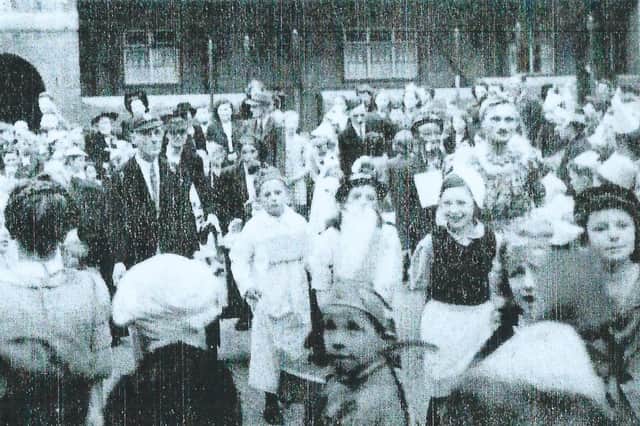 The VE Day party at Sutton's Dwellings in Benwell in May 1945.