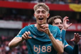 Dean Huijsen of AFC Bournemouth celebrates scoring his team's first goal with teammates during the Premier League match between Arsenal FC and AFC Bournemouth at Emirates Stadium on May 03, 2025 in London, England. (Photo by Ryan Pierse/Getty Images)