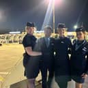 From left: TUI staff Gemma Higgins, Brian Autencio, Anna Clarke, Olivia Lynn after touching down in Morocco on the inaugural flight from Newcastle International Airport.