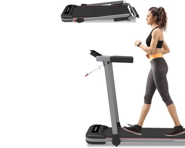 The Walden Sports treadmill folds away to fit in small spaces when it's not being used