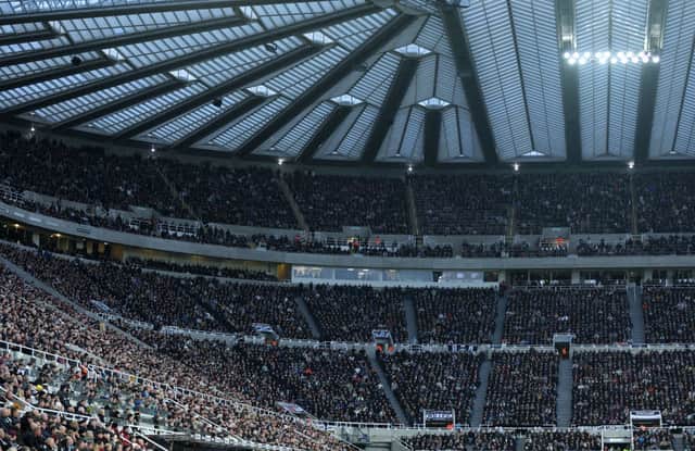 General view inside the stadium during the Premier League match between Newcastle United FC and Fulham FC at St James' Park on February 01, 2025 in Newcastle upon Tyne, England. (Photo by George Wood/Getty Images)