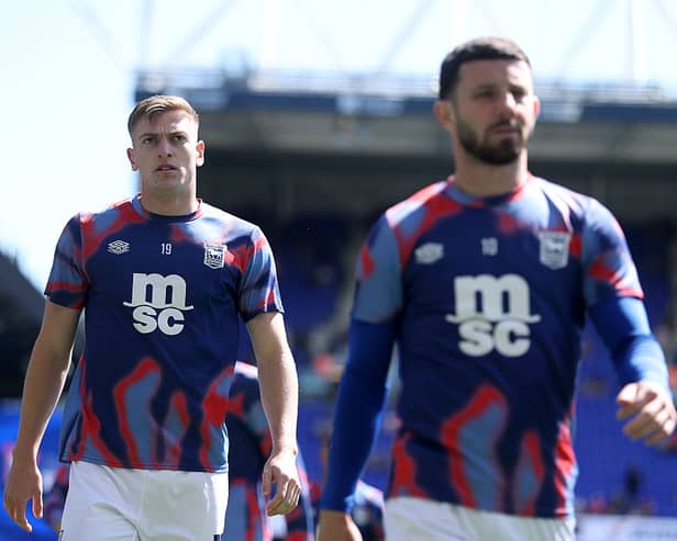 Liam Delap of Ipswich Town looks on as he warms up prior to the Premier League match between Ipswich Town FC and Brentford FC at Portman Road on May 10, 2025 in Ipswich, England. (Photo by Richard Pelham/Getty Images)