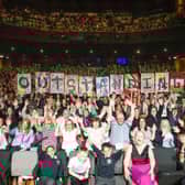 Staff and care leavers celebrating their outstanding Ofsted rating.