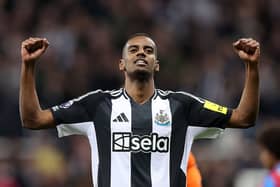 Alexander Isak of Newcastle United celebrates scoring his team's fifth goal during the Premier League match between Newcastle United FC and Crystal Palace FC at St James' Park on April 16, 2025 in Newcastle upon Tyne, England. (Photo by George Wood/Getty Images)