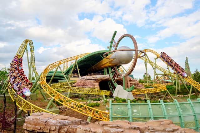 Stardust Racers launches riders to an exhilarating 63 mph and reaches heights of 133ft