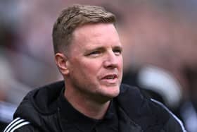 Newcastle head coach Eddie Howe looks on during the Premier League match between Newcastle United FC and Everton FC at St James' Park on May 25, 2025 in Newcastle upon Tyne, England. (Photo by Stu Forster/Getty Images)