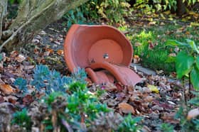 Mum smashed a "pretty sizeable" plant pot over a policeman's head which cut out a chunk of his scalp